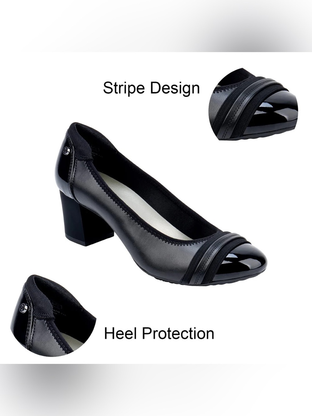 NWB Jenn Ardor Black Cap Toe Block Heel Pumps Size 8.5 Classic Career Shoes - Picture 8 of 8